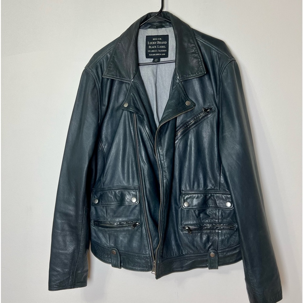 Lucky Brand Leather Moto Jacket SZ XL